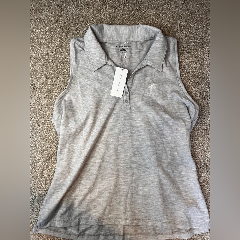 Women’s Travis Mathews Gray Sleeveless Polo Top- Hazeltine- XL- NEW